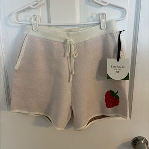 Kate Spade Cream Athletic Shorts with Red Strawberry